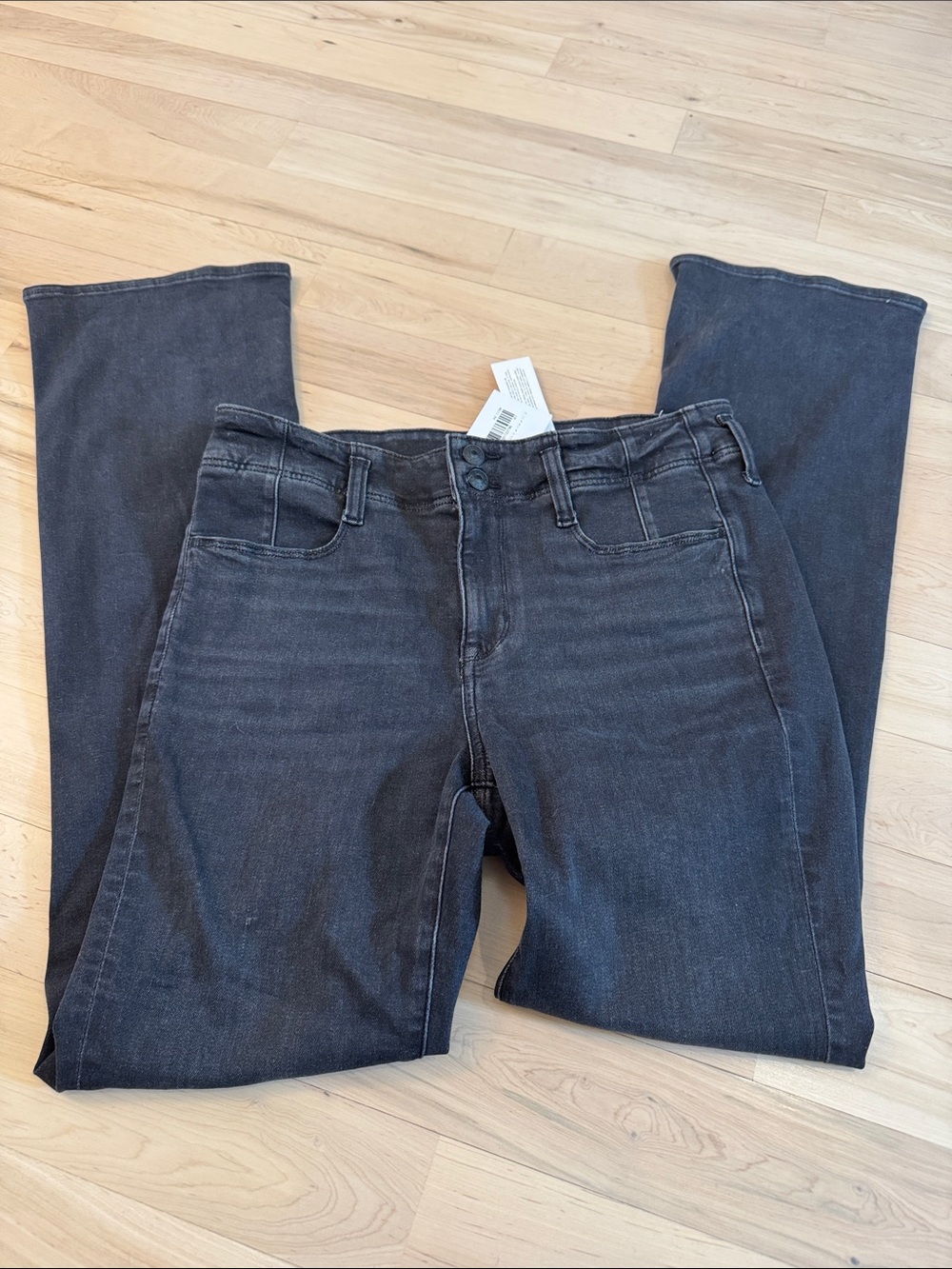 AMERICAN EAGLE NEXT LEVEL STRETCH HI-RISE BLACK BOOTCUT JEANS-New-8